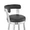 Armen Living Kobe 30" Bar Height Swivel Bar Stool in Brushed Stainless Steel Finish and Black Faux Leather 721535761791 - alternate 6